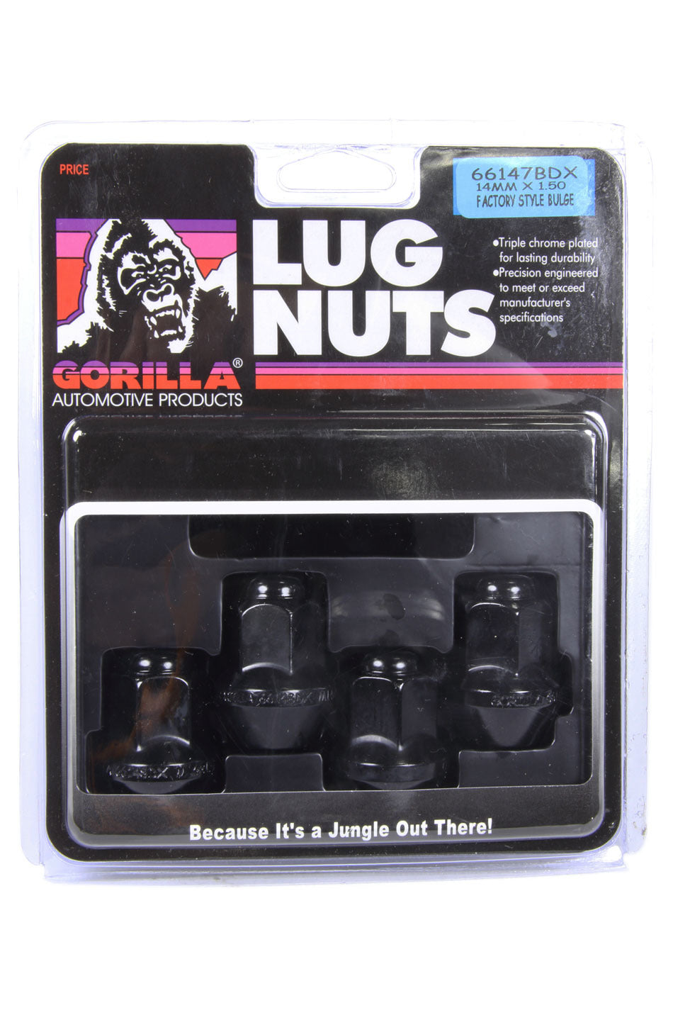 GORILLA 4 Lugnuts 14mm x 1.50 Black Chrome GORILLA