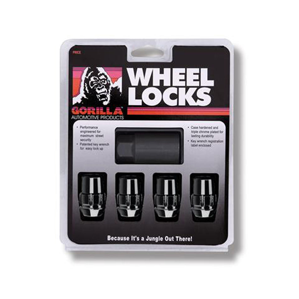 GORILLA Wheel Locks Acorn Black Chrome 14mm x 1.50 4Pack GORILLA