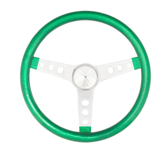 GRANT Steering Wheel Mtl Flake Green/Spoke Chrm 13.5 GRANT