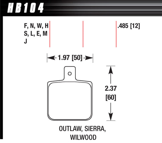 HAWK BRAKE Brake Pad Set-Race DR97 Wilwood Dynalite Single HAWK BRAKE