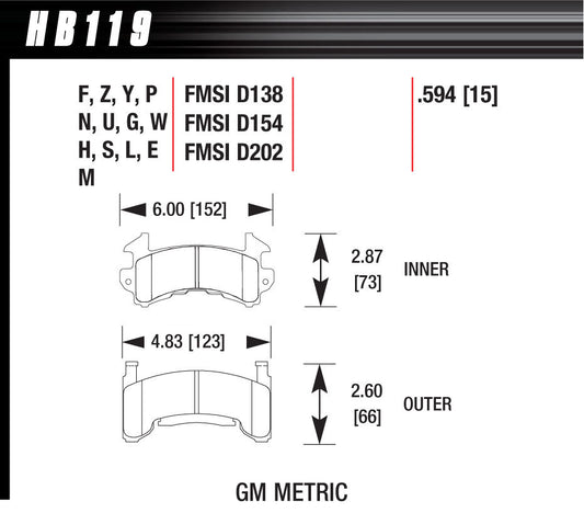 HAWK BRAKE Metric GM DTC-60 HAWK BRAKE