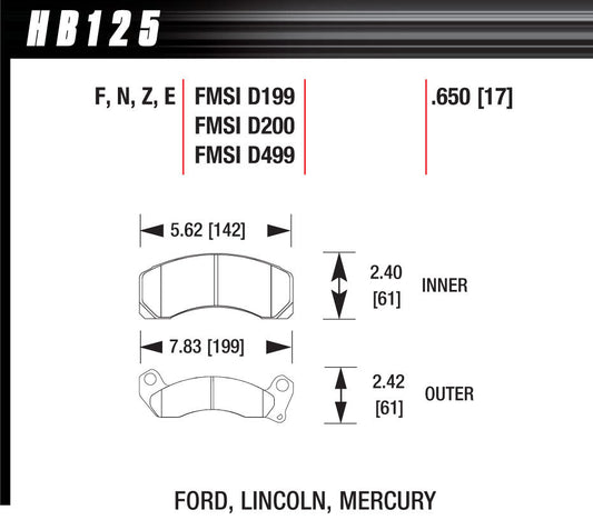 HAWK BRAKE Brake Pads Blue 9012 Ford HAWK BRAKE