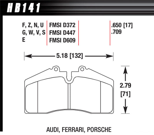 HAWK BRAKE BRAKE PAD 96-98 PORSCHE FRONT AND REAR DTC-60 HAWK BRAKE