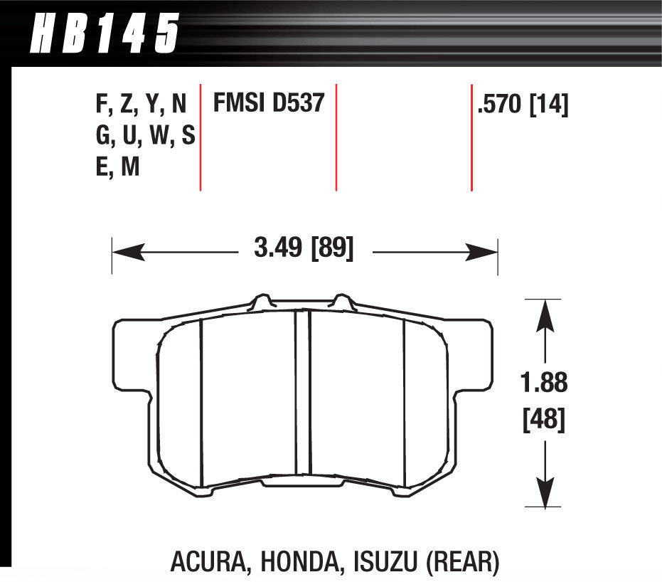 HAWK BRAKE Street Brake Pads Rear Honda HP Plus HAWK BRAKE