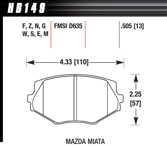 HAWK BRAKE Brake Pads Front Mazda Miata MX-5 DTC-60 HAWK BRAKE