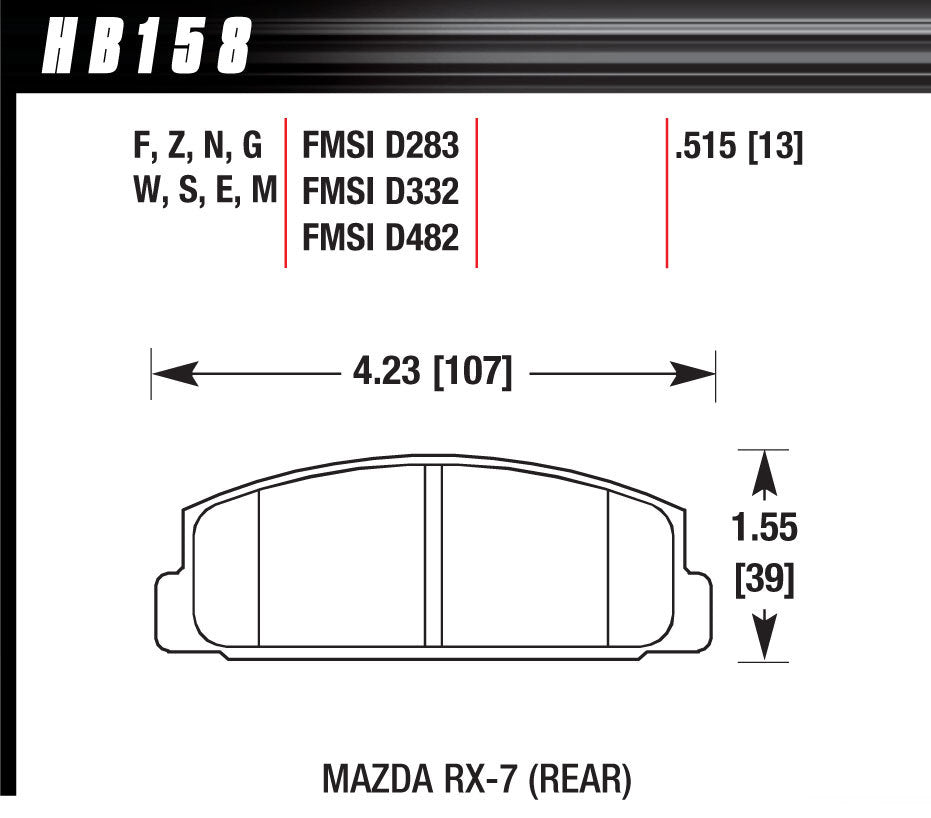 HAWK BRAKE Street Brake Pads Rear Mazda RX-7 HPS HAWK BRAKE