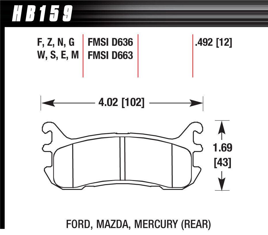 HAWK BRAKE Street Brake Pads Rear Miata HPS HAWK BRAKE