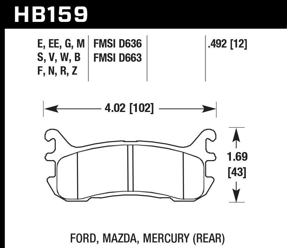 HAWK BRAKE Street Brake Pads Rear Miata DTC 30 HAWK BRAKE