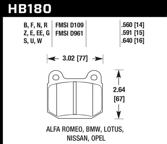 HAWK BRAKE Street Brake Pads Rear WRX HPS 5.0 HAWK BRAKE