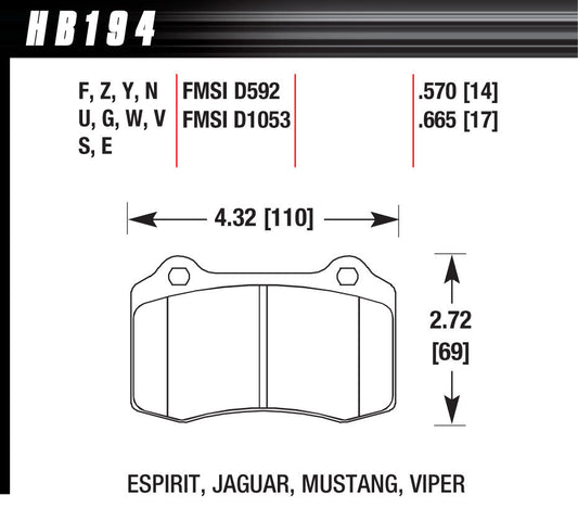 HAWK BRAKE Performance Street Brake Pad (4) HAWK BRAKE