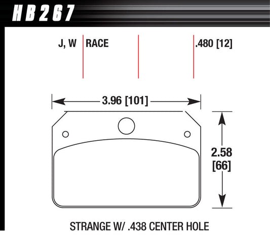 HAWK BRAKE Brake Pads Rear Strange w/.437 Center Hole DR-97 HAWK BRAKE