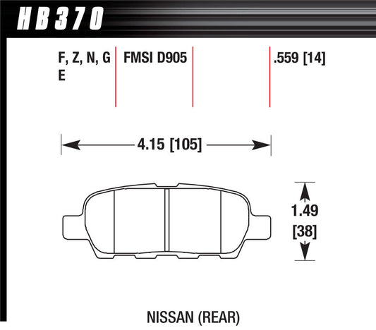 HAWK BRAKE Brake Pad HP Plus Nissan Rear HAWK BRAKE