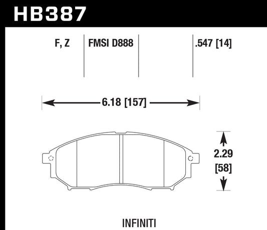 HAWK BRAKE Street Brake Pads Front Infiniti HPS HAWK BRAKE