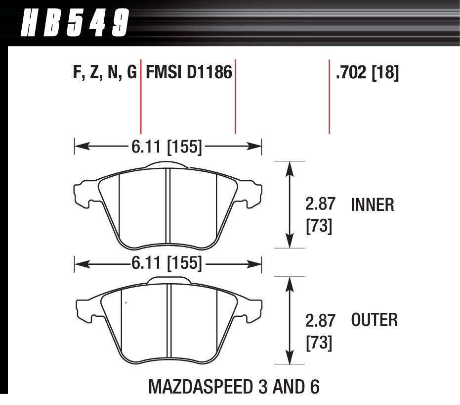 HAWK BRAKE Performance Street Brake Pads (4) HAWK BRAKE