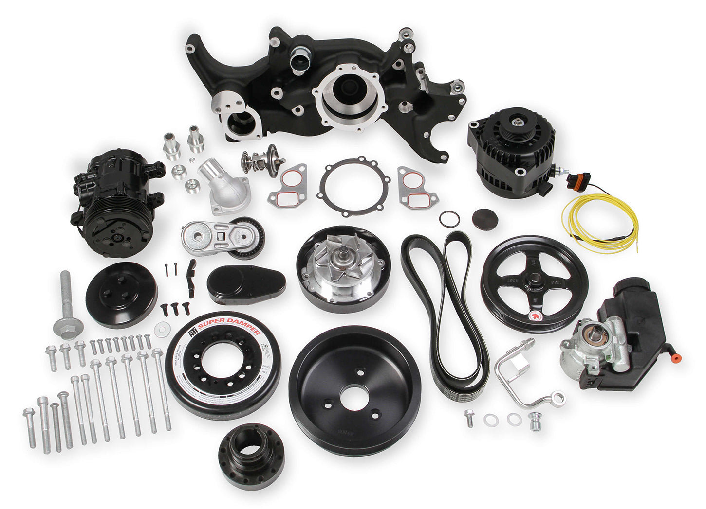 HOLLEY GM LS Mid Mount Complete Accessory Kit - Black HOLLEY