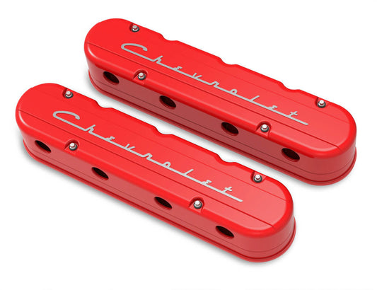 HOLLEY Valve Cover Set 2-Piece GM LS w/Chevrolet Logo HOLLEY