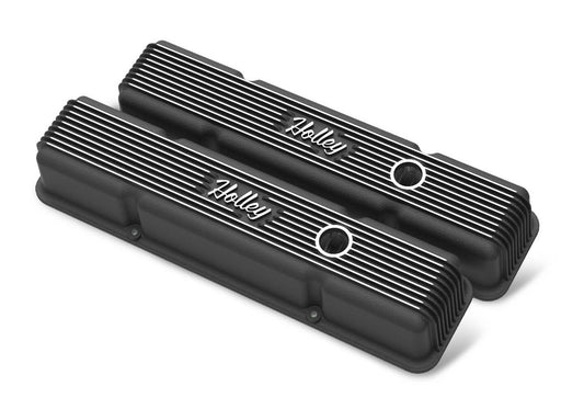 HOLLEY SBC Holley Die Cast Alm Valve Cover Set Black HOLLEY