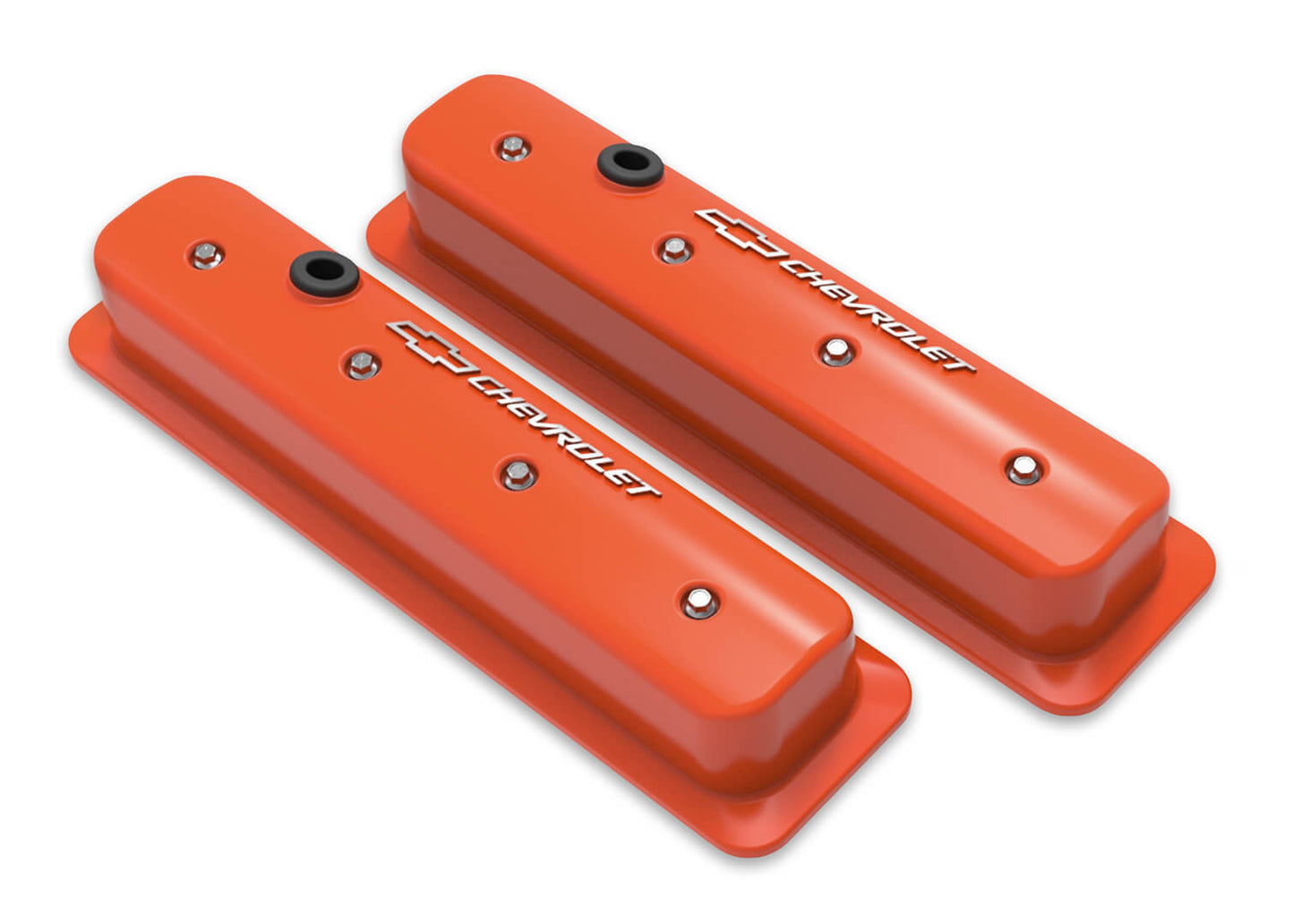 HOLLEY SBC Muscle Car Valve Covers w/Holes Orange HOLLEY