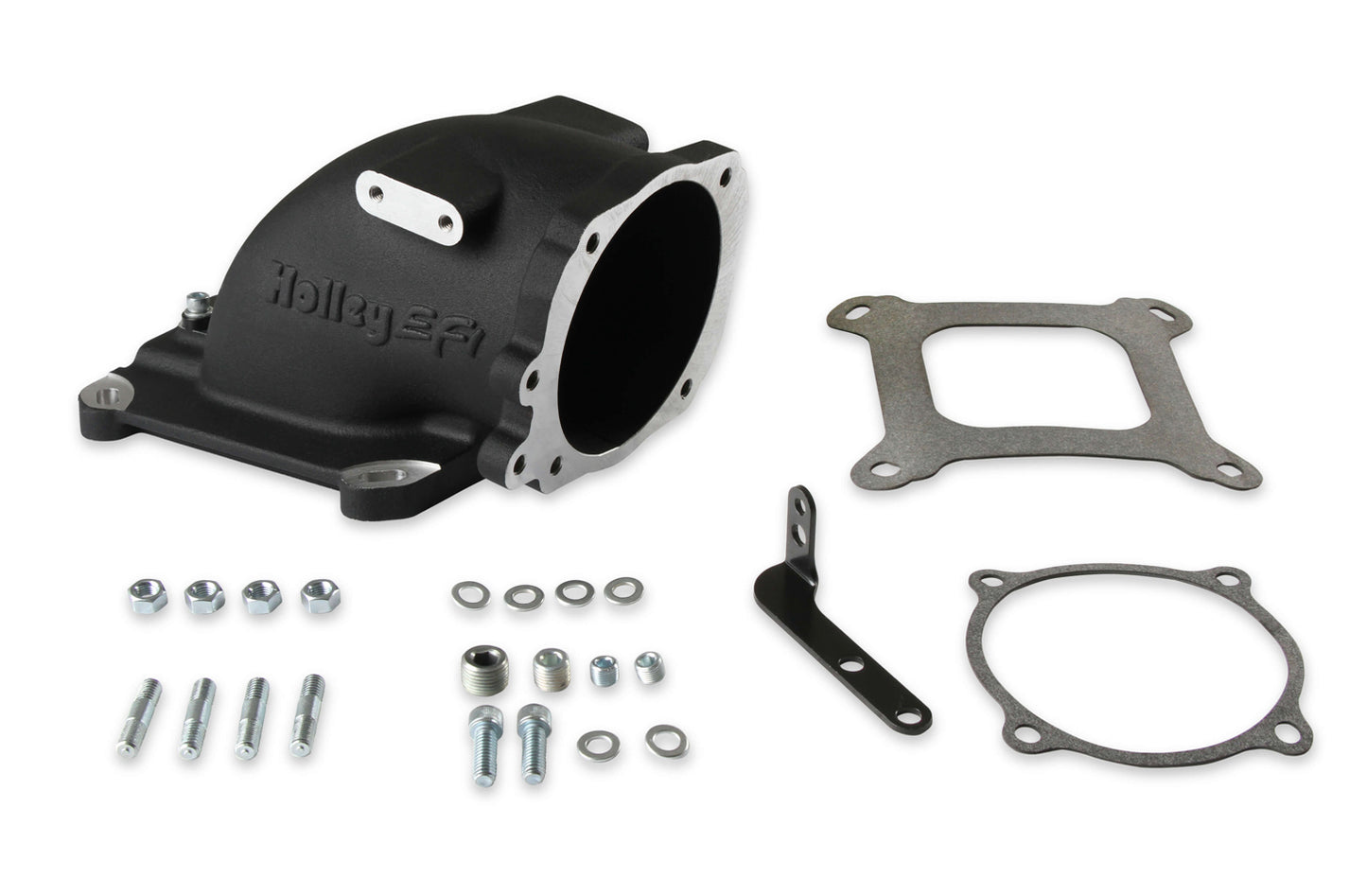 HOLLEY Intake Elbow 4150 Ford TB Flange - Black HOLLEY