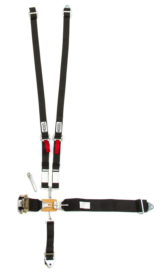 HOOKER HARNESS 5-Pt Harness System Hans LL USD Ratchet Adj Black HOOKER HARNESS