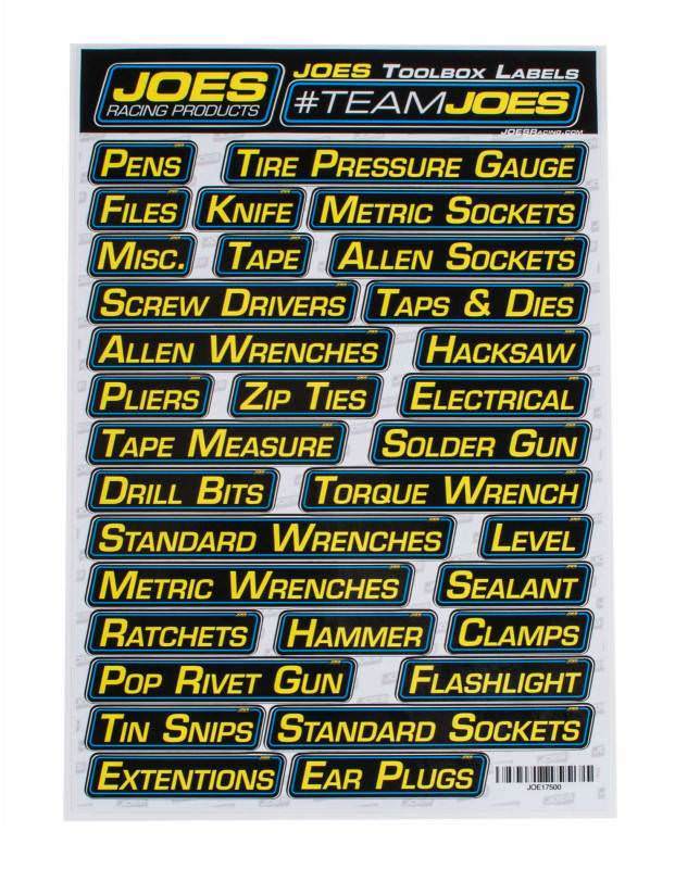 JOES RACING PRODUCTS Labels Toolbox JOES RACING PRODUCTS