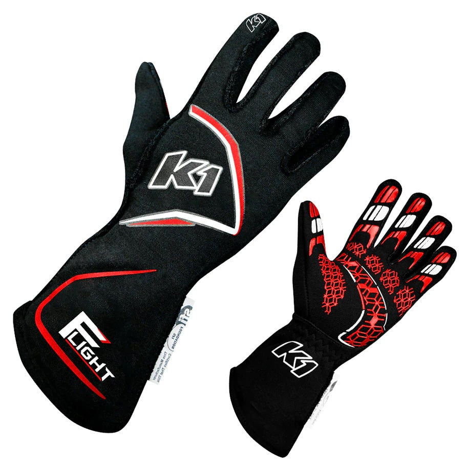 K1 RACEGEAR Gloves Flight Large Black-Red K1 RACEGEAR