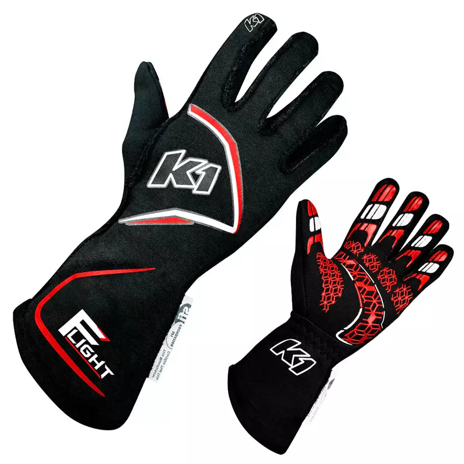 K1 RACEGEAR Gloves Flight X-Large Black-Red K1 RACEGEAR