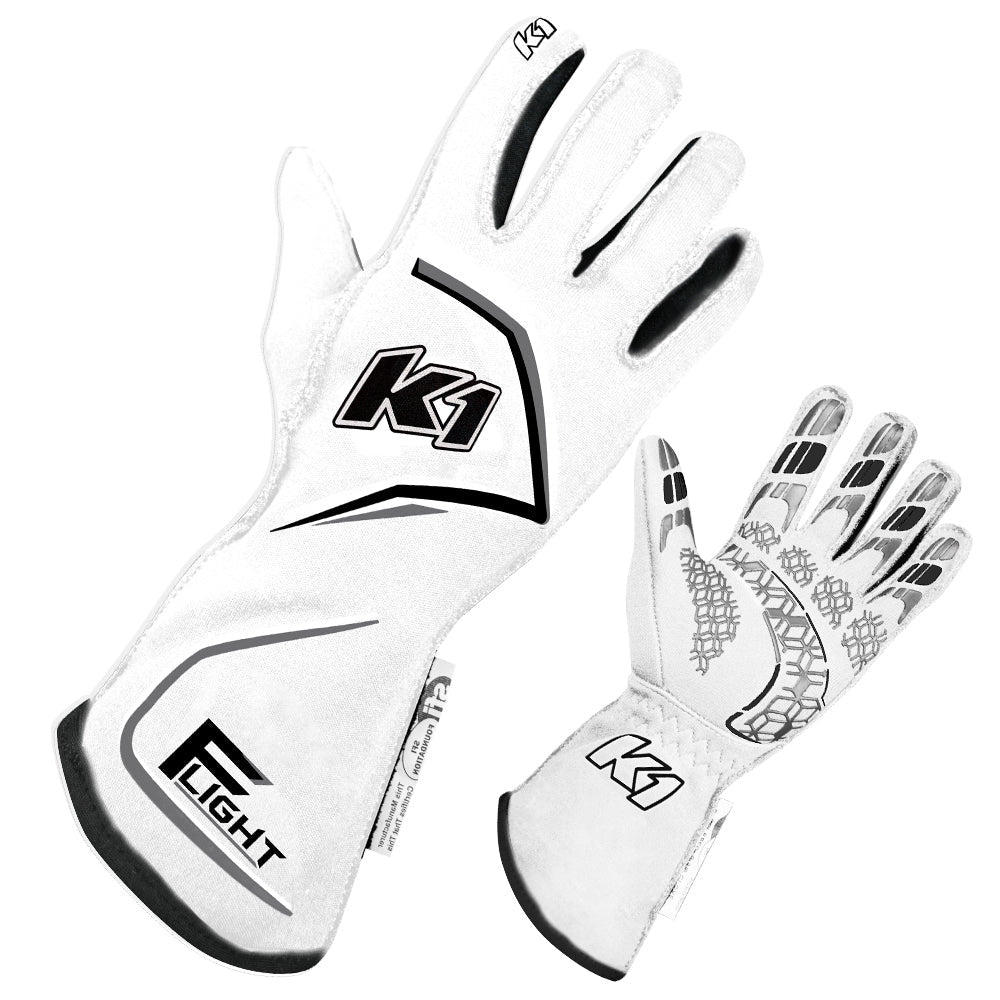 K1 RACEGEAR Gloves Flight Large White K1 RACEGEAR