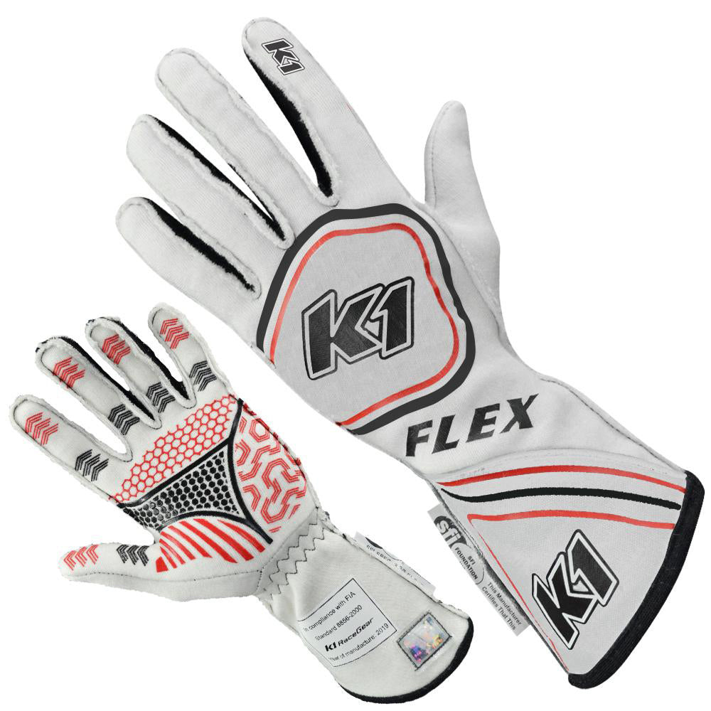 K1 RACEGEAR Glove Flex Large White SFI / FIA K1 RACEGEAR