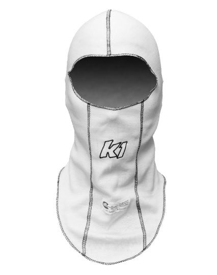 K1 RACEGEAR Balaclava Head Sock White Single Layer K1 RACEGEAR