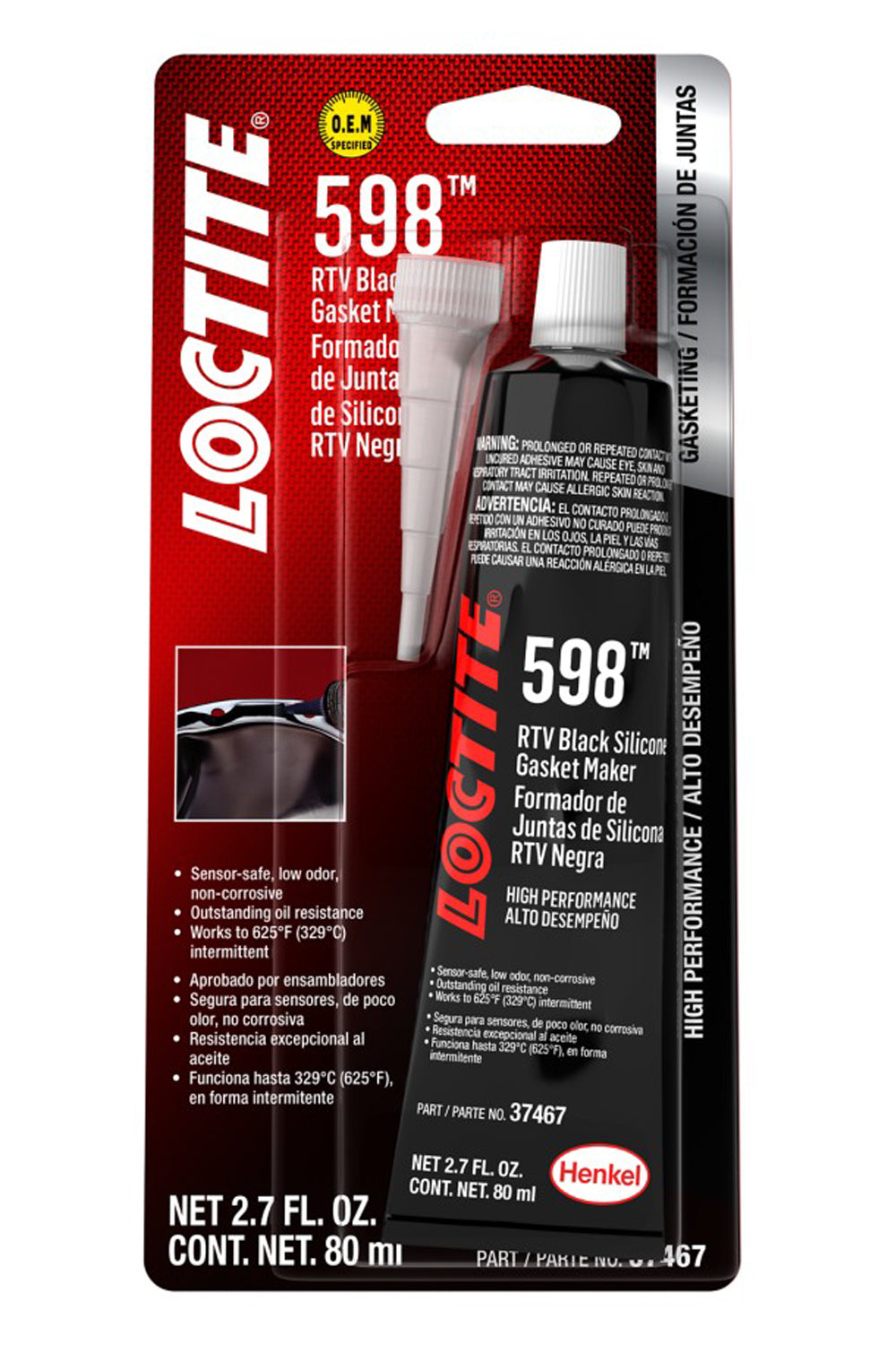 LOCTITE RTV 598 Black Silicone 80ml/2.7oz LOCTITE