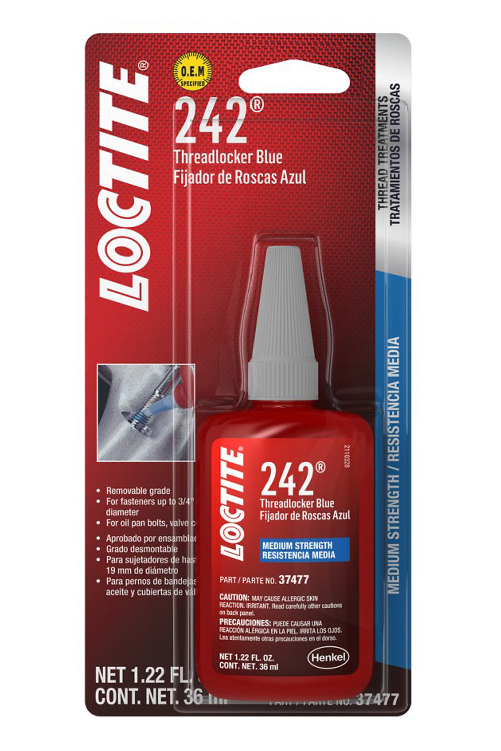 LOCTITE Threadlocker 242 Blue 36ml/1.22oz LOCTITE