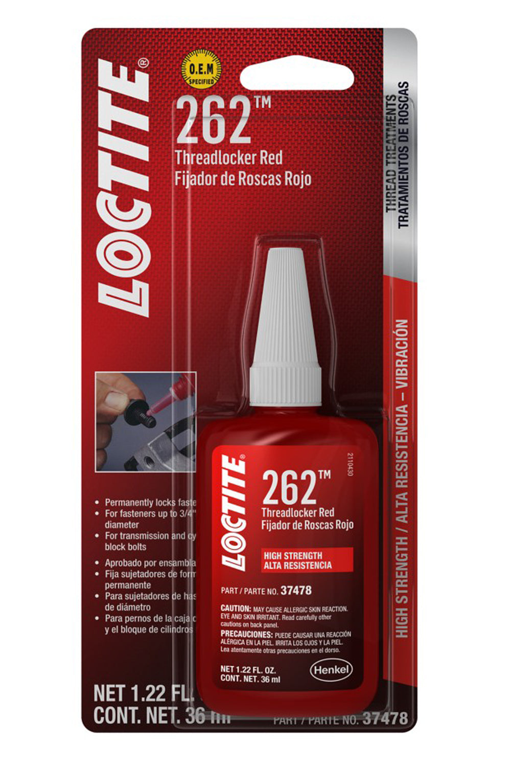 LOCTITE Threadlocker 262 Red 36ml/1.22oz LOCTITE