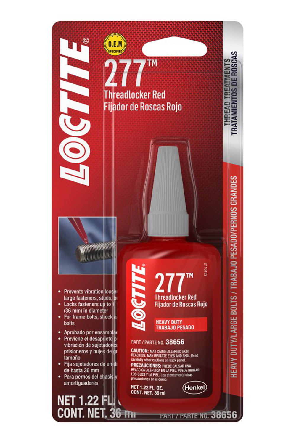 LOCTITE Threadlocker 277 HD Red Big Bolts 36ml/1.22oz LOCTITE