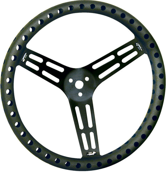 LONGACRE Steering Wheel 15in Dished Drilled Black LONGACRE