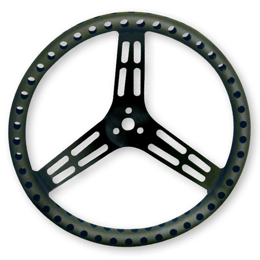 LONGACRE Steering Wheel 15in Flat Drilled Black LONGACRE