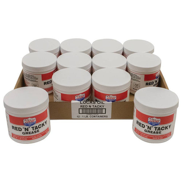 LUCAS OIL Red N Tacky Grease Case 12 x 1lb Tubs LUCAS OIL