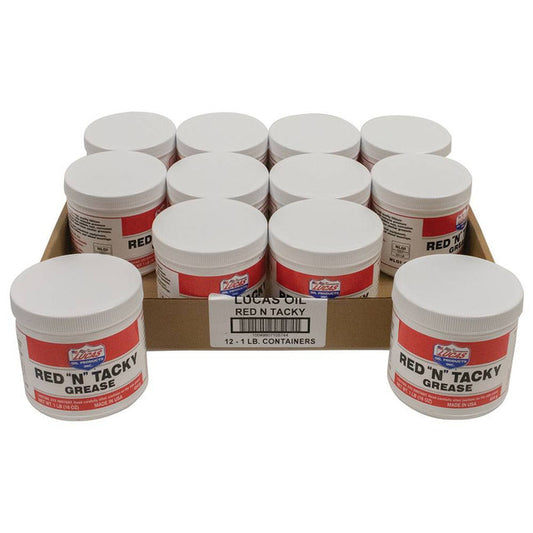 LUCAS OIL Red N Tacky Grease Case 12 x 1lb Tubs LUCAS OIL