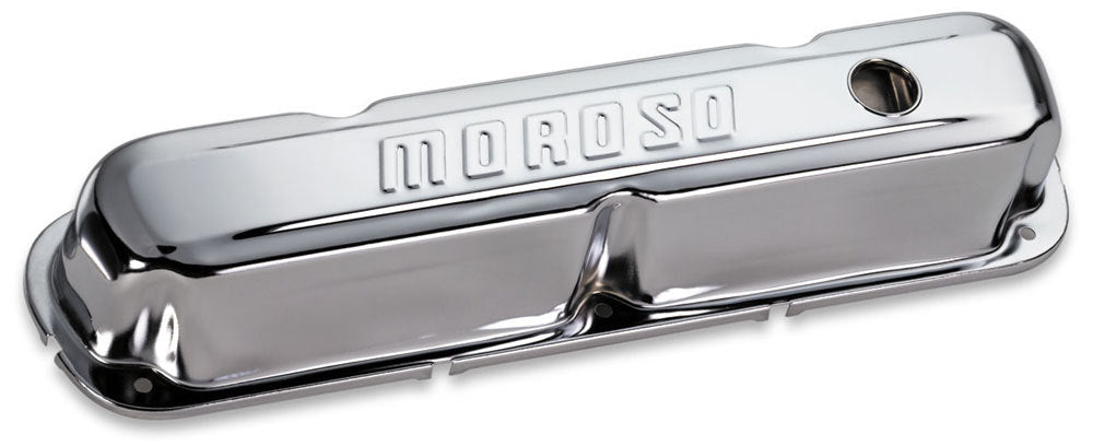 MOROSO Chrome B/E Valve Covers SBM Tall w/Baffle MOROSO