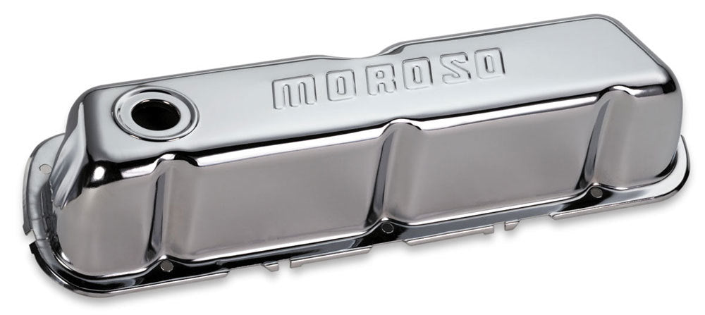 MOROSO Chrome B/E Valve Covers SBF Tall w/Baffle MOROSO