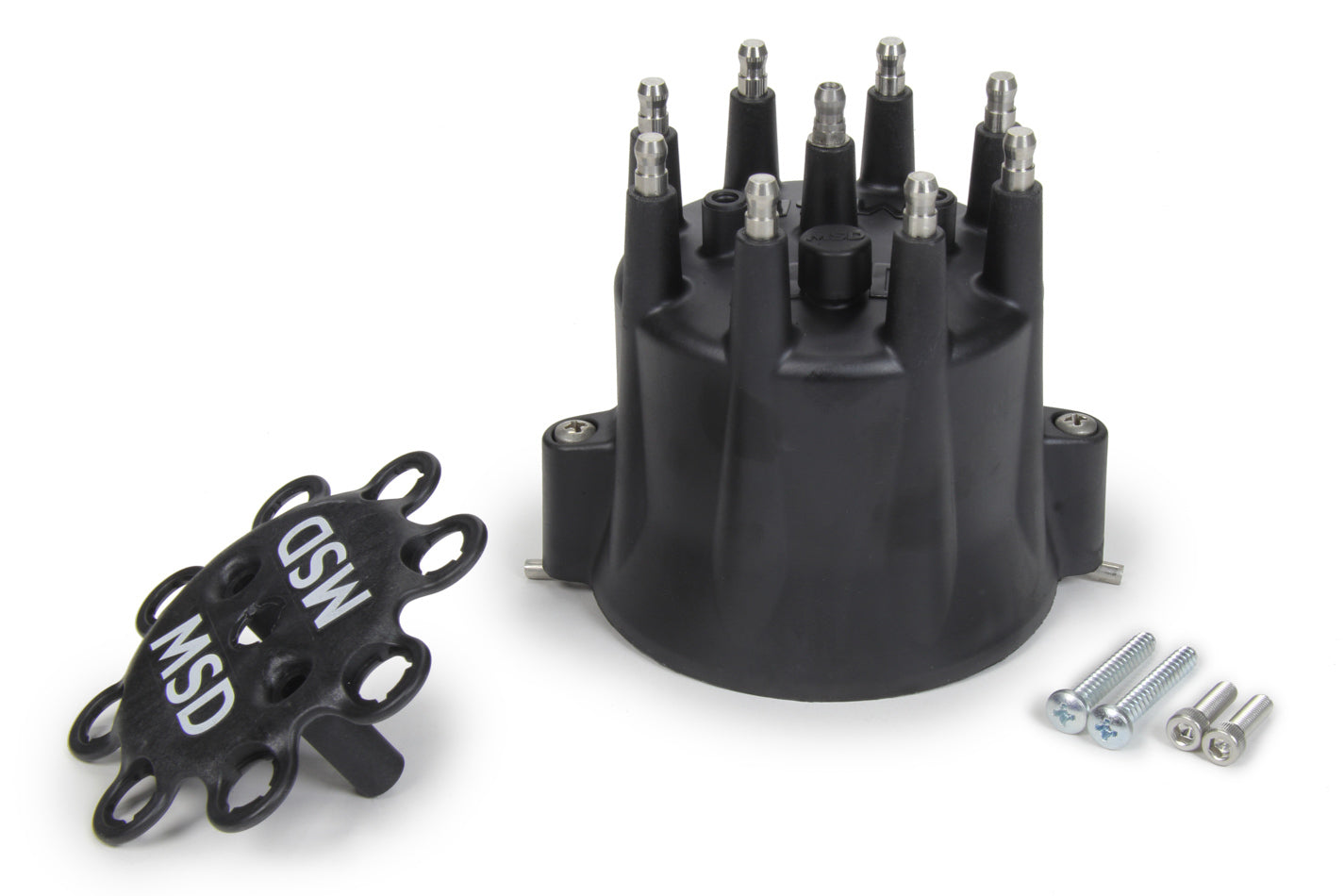 MSD IGNITION Distributor Cap & Ret- Chevy V8 HEI- Black MSD IGNITION