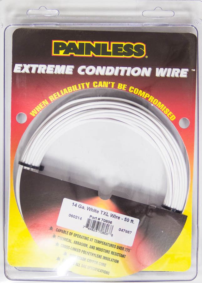 PAINLESS WIRING 14 Gauge White TXL Wire  50 Ft. PAINLESS WIRING