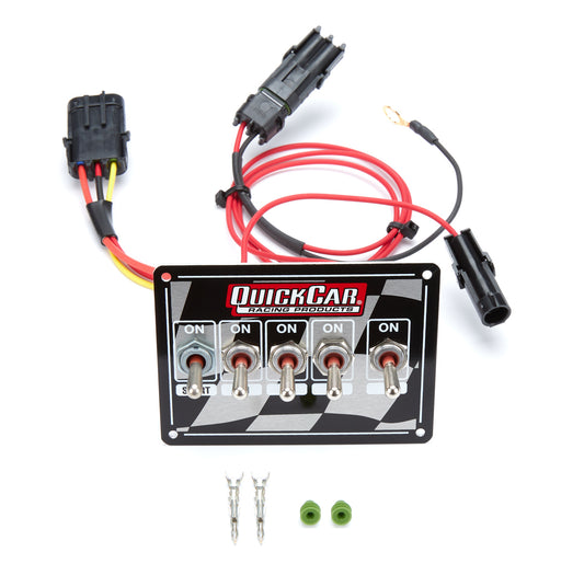 QUICKCAR RACING PRODUCTS Ignition Panel - Single Ing. w/Acc Switches Chck QUICKCAR RACING PRODUCTS