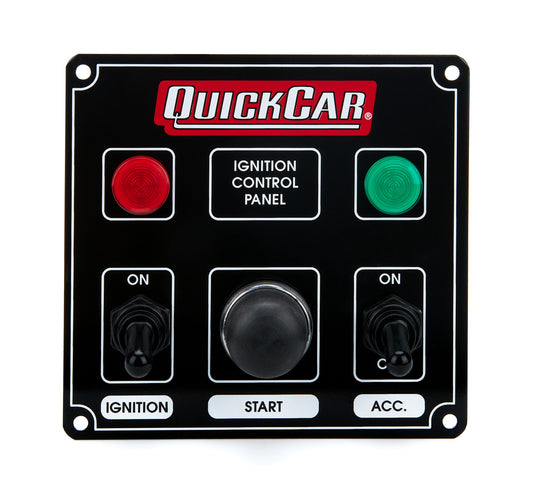 QUICKCAR RACING PRODUCTS Ignition Panel Black w/ 1 Acc. & Lights QUICKCAR RACING PRODUCTS