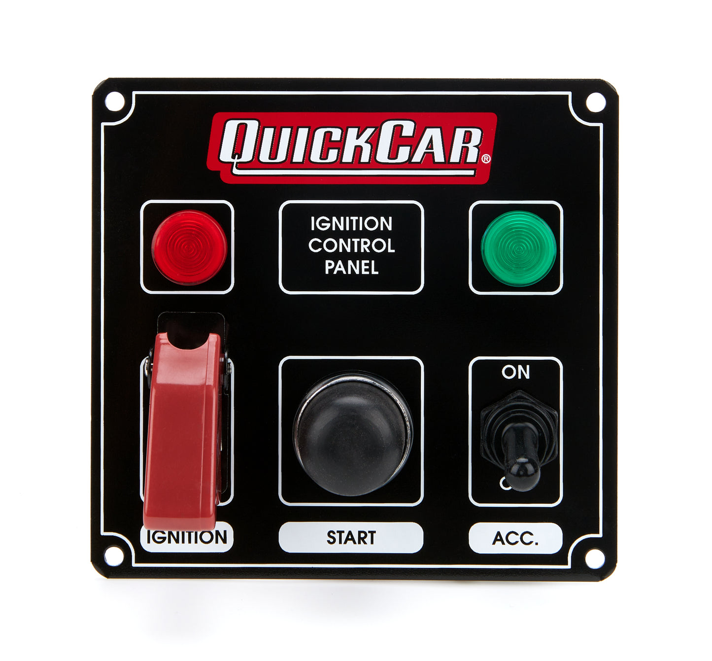 QUICKCAR RACING PRODUCTS Ignition Panel Black w/ 2 Acc. & Lights QUICKCAR RACING PRODUCTS