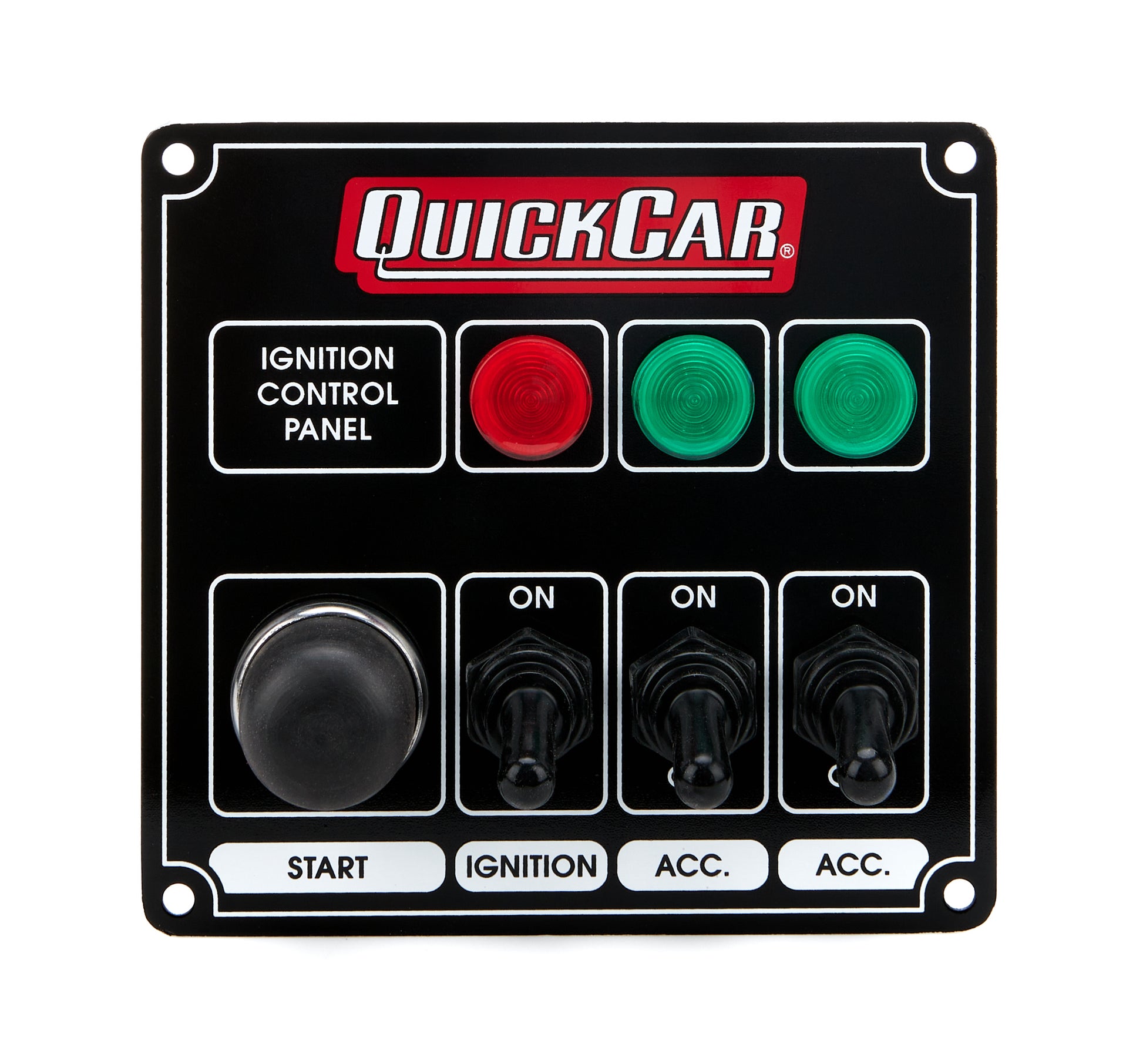 QUICKCAR RACING PRODUCTS Ignition Panel Black w/ 2 Acc. & Lights QUICKCAR RACING PRODUCTS