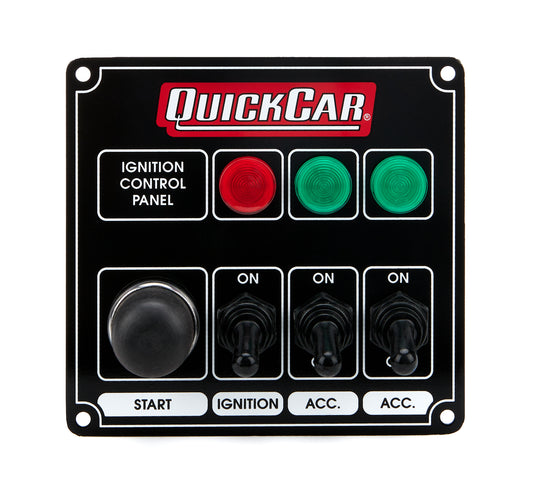 QUICKCAR RACING PRODUCTS Ignition Panel Black w/ 2 Acc. & Lights QUICKCAR RACING PRODUCTS