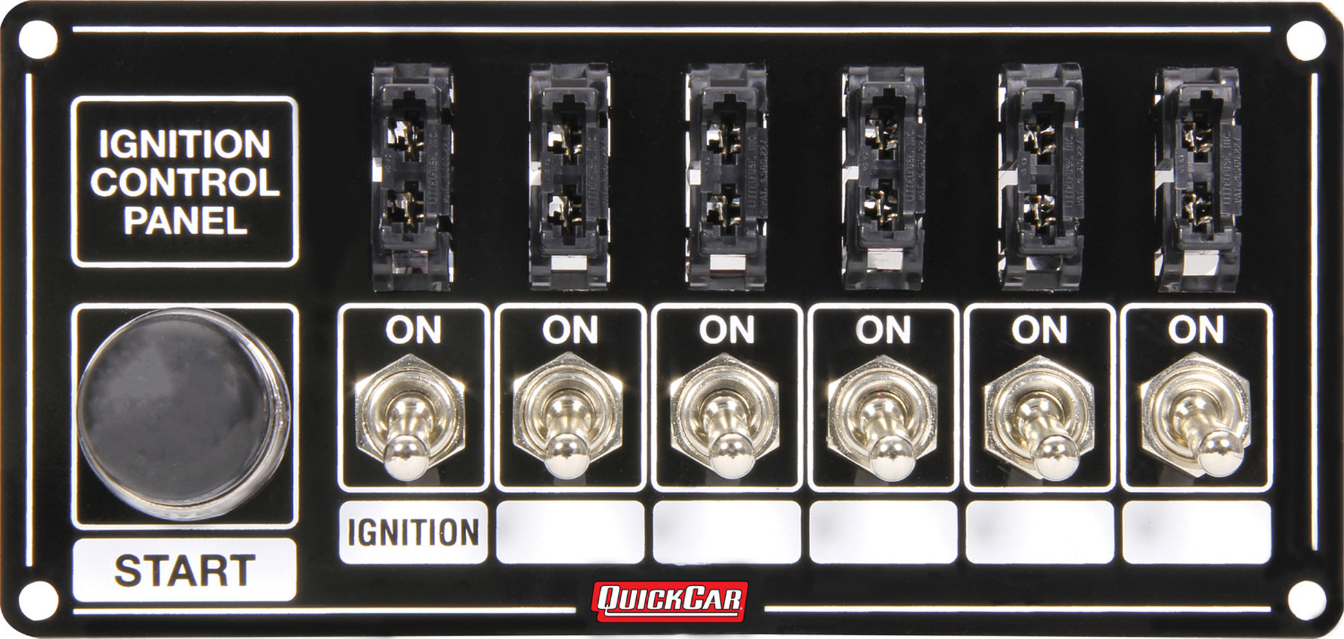 QUICKCAR RACING PRODUCTS Ignition Panel Black Fused w/Start Button QUICKCAR RACING PRODUCTS