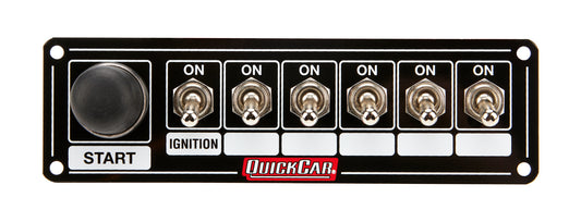 QUICKCAR RACING PRODUCTS Ignition Panel Blk. w/ Start But. 5 Acc. QUICKCAR RACING PRODUCTS