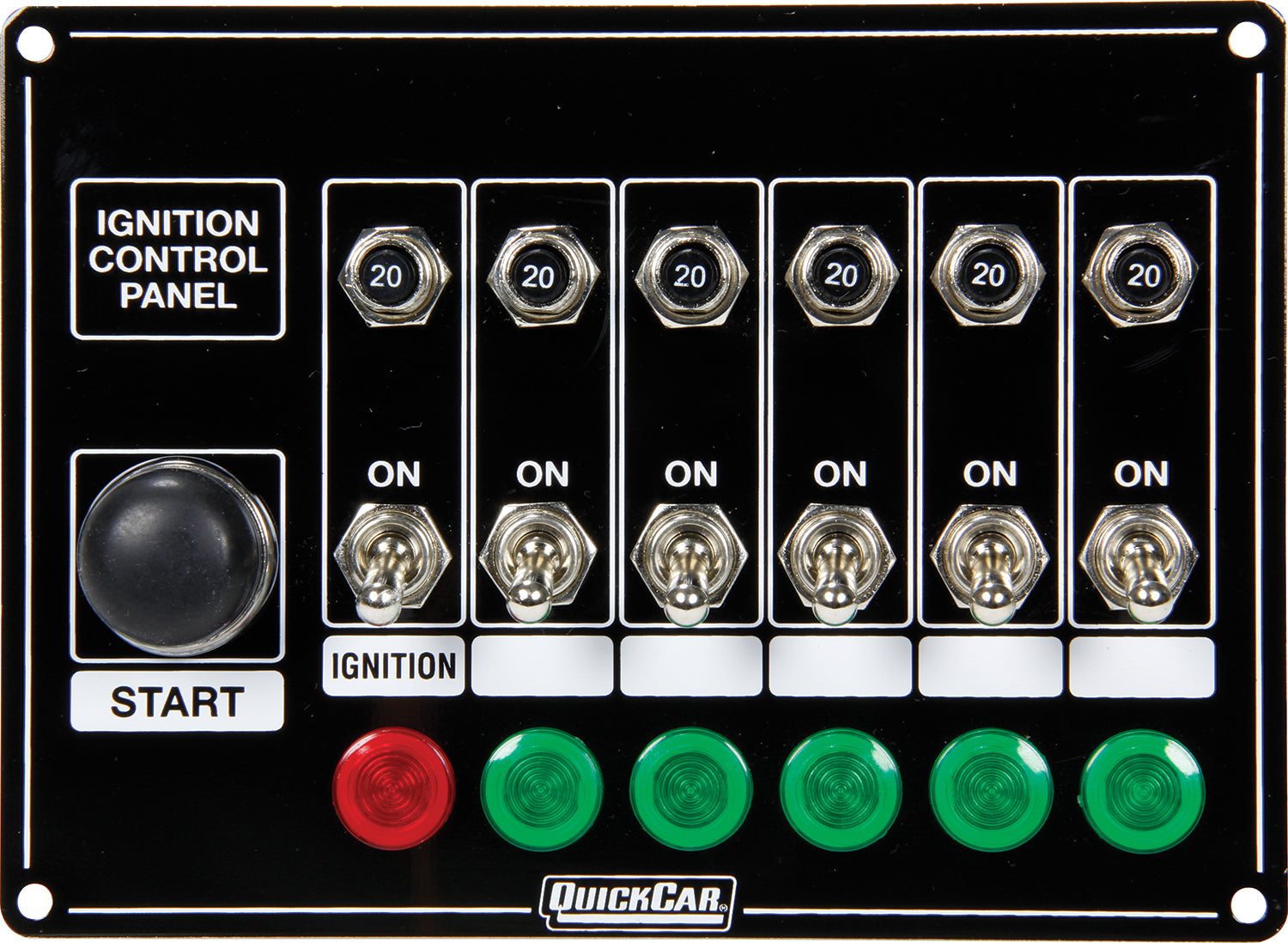 QUICKCAR RACING PRODUCTS Ignition Panel w/Start But. 5 Acc. Circut Brkr QUICKCAR RACING PRODUCTS